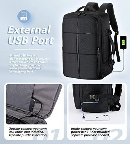 LinkSandt Putovska ruksaka za muškarce, 17-inčni veliki nošenje ruksaka sa USB punjenjem portnim i obuććnim pretinkom Vodootporni