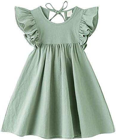 Lyxiof Toddler Baby Girl Cotton Lane haljina ruffle rukave Halter Dječje ležerne haljine