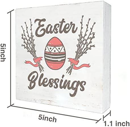 Seoska kuća Uskršnja drvena kutija Dekor 5 x 5 inča Retro uskršnja jaja kutija potpisuje drvo blok za drvo Rustikalni proljetni kućni