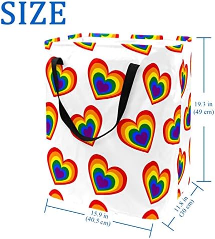 Šareni Rainbow Love Heart Pattern Print sklopiva korpa za veš, 60L vodootporne korpe za veš kante za veš igračke skladište za spavaonicu