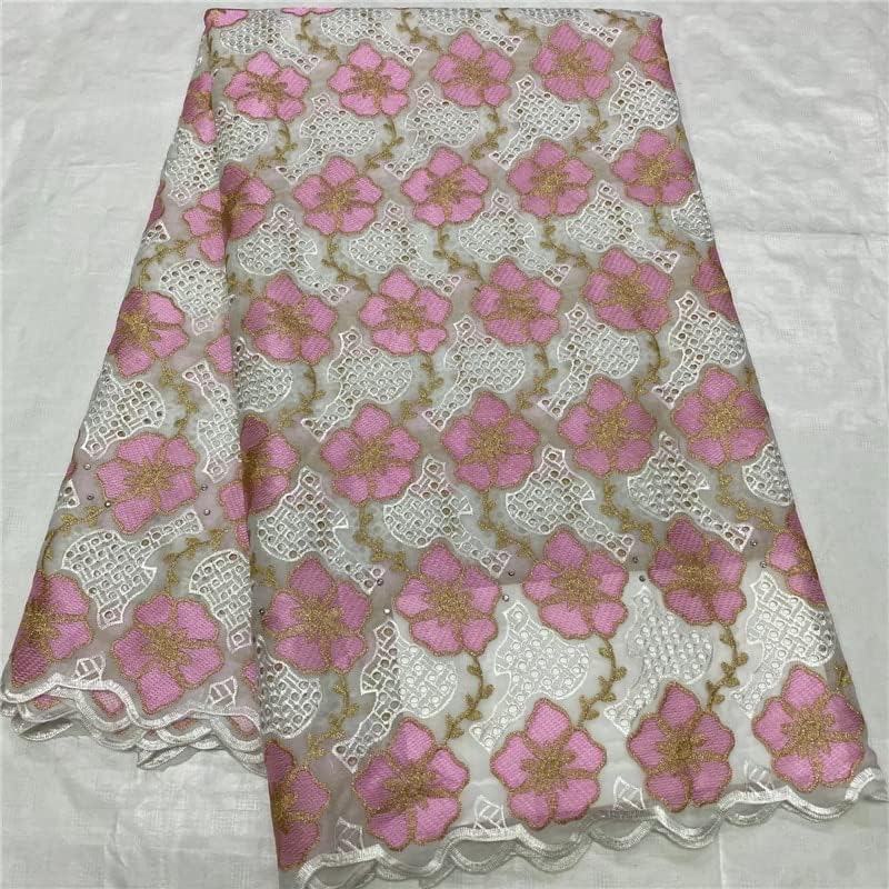 Afrička čipkasta tkanina 5 Yard Swiss lace Fabric najnoviji teški vez od perli afričke pamučne tkanine Švicarske voile lace popularni