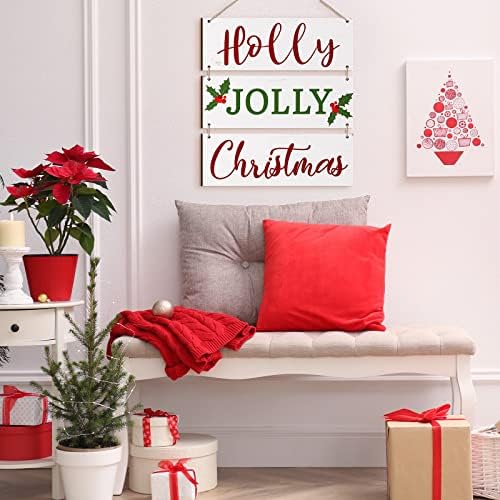 Božićni viseći zid Holly Jolly Božićni dekor Zimski drveni dekor znakovi Božićna seoska kuća od drveta Xmas Ukrasi vrata za Xmas Holiday