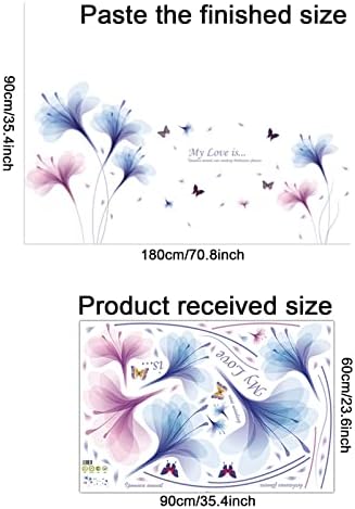 Velike naljepnice za zidne naljepnice s cvijećem ružičastog i Plavog Ljiljana uklonjive DIY 3D naljepnice za proljeće ljeto cvijeće