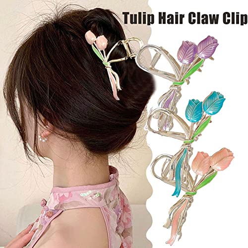 Tulip Hair Claw Cvjetni gracioznji jezik Grejk glas za glavu Vintage Ponytail Clip za djevojku Trendi nakit za kosu