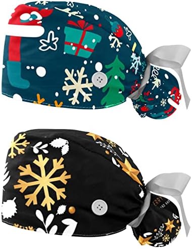 Niaocpwy Podesiva radna kapa s tipkama Božićni snjegović i zvijezde uzorak hirurški elastični zavoj za zavoj