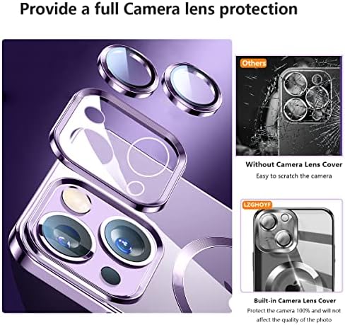 LzghoyF Clear futrola za iPhone 14 Ugrađeni zaštitnik objektiva fotoaparata Kompatibilan sa magsafe elegantnim zaštitnim poklopcem