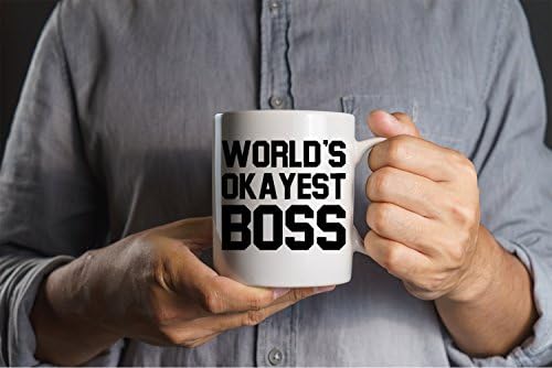 Svjetski Okayest Boss 11oz keramička šolja za kafu najbolji šef za žene muškarci smiješni, pokloni za zahvalnost šefa, Božićni rođendan sretan dan šefa