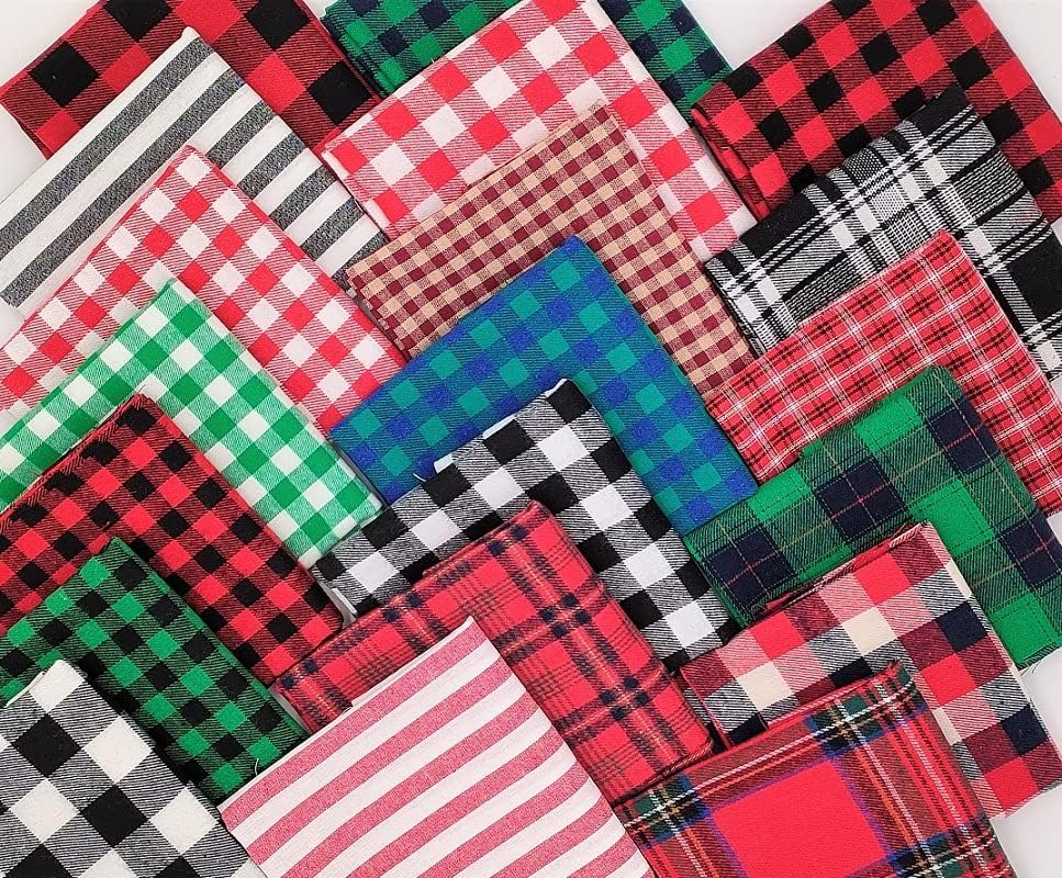 AMORNPHAN 20kom / Set 8 x8 provjerite kvadrate karirani zanat pamučne tkanine Bundle Gingham Precut šivanje Quilting Patchwork za Božićne praznike