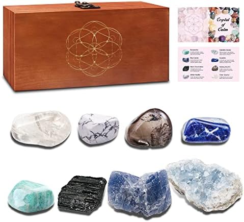 Kristali za konzine i iscjeljujući kamenje Premium komplet u drvenoj kutiji - 8 čakra kamenja zacjeljivanje kristala postavljenih