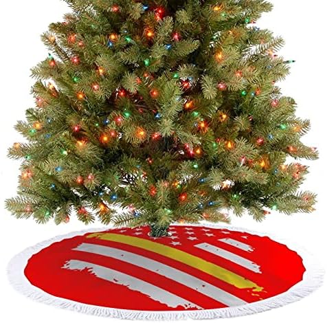 911 Dispečer tanka zlatna linija zastava za ispis božićne suknje sa testerom za sretnu božićnu zabavu pod Xmas stablom