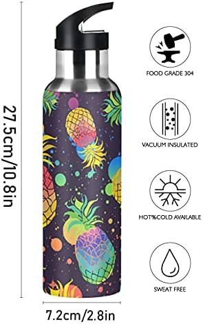 Alaza 20oz vakuumska vakuumska izolirana boca, BPA, šareni ananas sa postoljem boje Boje sportske vode za unutarnju ili na otvorenom
