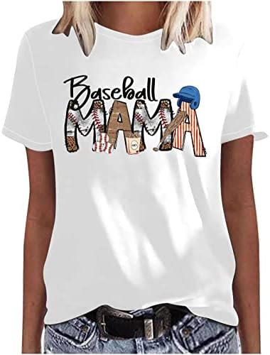 Ženska casual crewneck majica kratkih rukava Baseball Graphic Tees Majica Ljetni vrhovi Pismo Ispis Tuns Tuntic Tuns