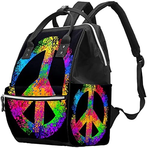 Guerotkr putni ruksak, torba za pelene, ruksak peleneri, šareni doodles mirovni obrazac simbola