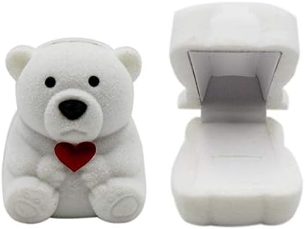 mossty slatka mala medvjeđa prstenasta kutija, baršunasta naušnica kutija za nakit kutija za izlaganje Poklon kutija za prijedlog, zaruke, vjenčanje