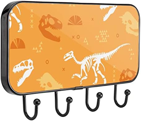 Vioqxi dinosaur fosilne narančaste zidne kuke za kaput sa 4 kuke, ulazna hat torbica za viseće kaput odjeću, tipke, ručnici, torba,