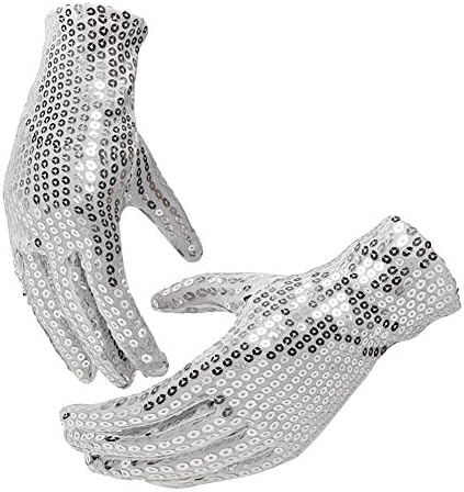 Gshllo Sequin rukavice Cosplay rukavice Dress Up rukavice kostimske rukavice za odrasle srebro