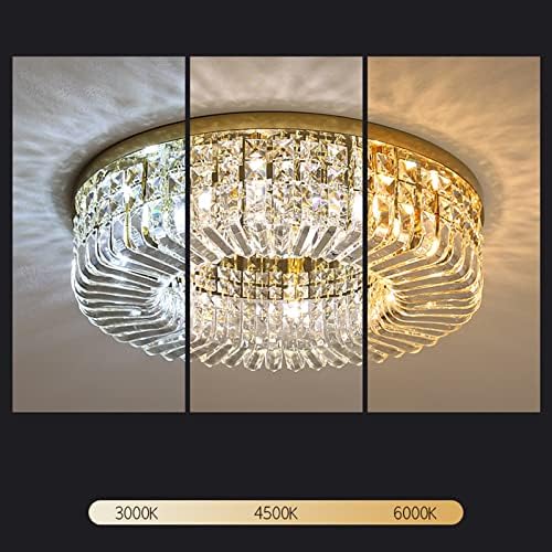 VTMDOWY Antique Crystal Flush Mount Arsinger LED stropna svjetlost, viseći svjetlosni čvorovi sa zlatnim finišom za trpezariju dnevne