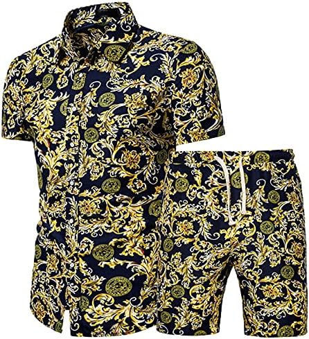Muška odijela 48 Redovito dvodijelni šorc hlače ispisane kratkih rukava plaže za plažu majice Slim Fit jakne za muškarce