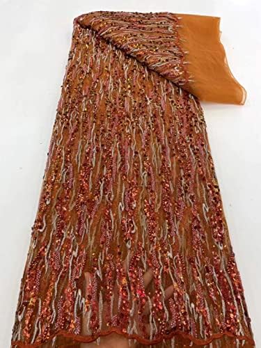 Afrička tkanina od dvorišta Francuska Zlatna teška ručno rađena čipkasta tkanina od perli Nigerijska luksuzna vezna šljokica i biserna