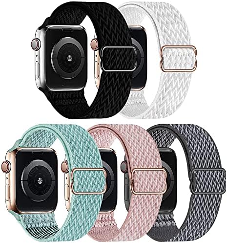 GBPoot 5 pakovanja najlon rasteznu kompatibilna sa Apple Watch-om, podesivom mekom sportskom prozračnom petljom za iWatch seriju 8/7/6/5/4/3/2