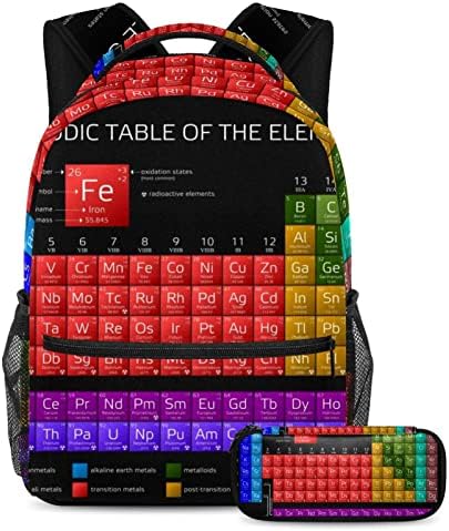 VBFOFBV lagani povremeni backpack za prijenosna računala za muškarce i žene, obojenu periodičnu tablicu elemenata