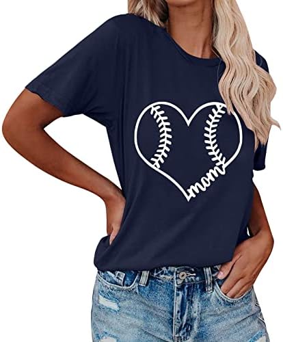 Ženski radni vrhovi, bejzbol grafički tees slatka bejzbol ispisana ljetna kratka rukava majica casual sportskim vrhovima