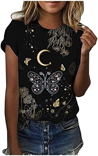 Ženske šarene print T majica Butterfly Graphic Bluuse okrugli vrat kratkih rukava Tee 2023 Ležerna odjeća
