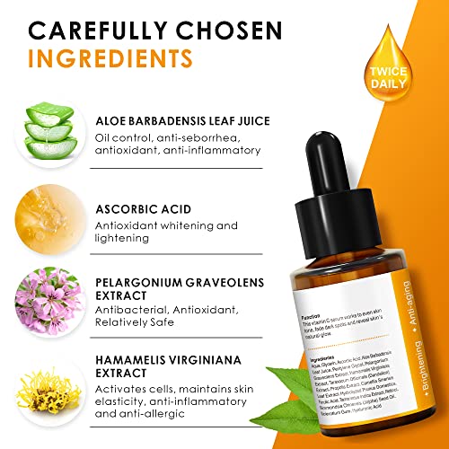 Serum vitamina C, čisti 15% Serum vitamina C za lice sa hijaluronskom kiselinom | korektorom protiv starenja i tamnih tačaka