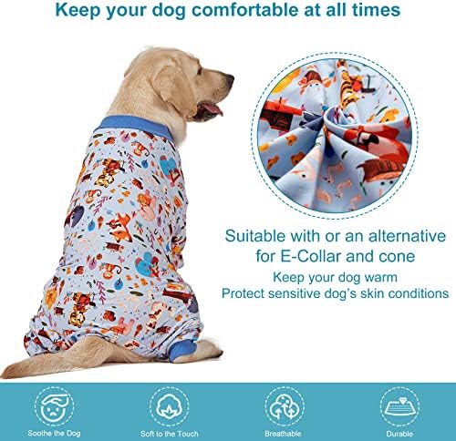 LovinPet pidžama za velike pse, ljubimac anksioznost reljef, padžama za zaštitu od sunca, lagana rastezljiva pletena tkanina, šumarski