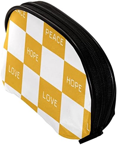 Mala šminkarska torba, patentno torbica Travel Cosmetic organizator za žene i djevojke, provjerite mir Love Joy Hope Yellow