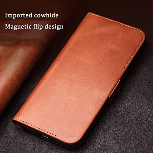 Wtukmo futrola od prave kože za iPhone 14 Pro Max, Premium držač za goveđu kožu magnetni Folio stalak Flip Wallet Case Shockproof