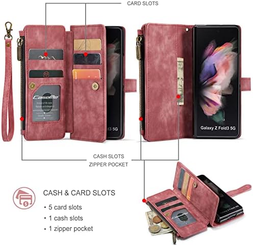 Futrola za Samsung Galaxy Z Fold 4, FILP futrola za novčanik sa magnetnim zatvaračem sa prorezima za kartice sa zatvaračem i naramenicom