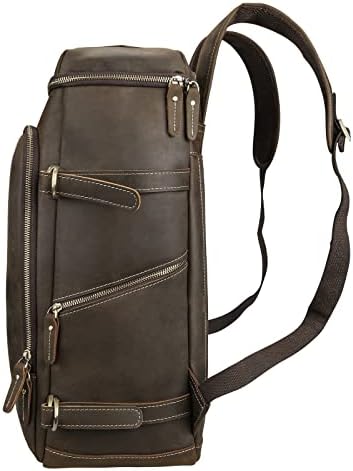 LANNSYNE Vintage Full Grain prave kože ruksak 18 & 34; laptop torba sa pregradom za cipele Casual Travel Daypack Brown