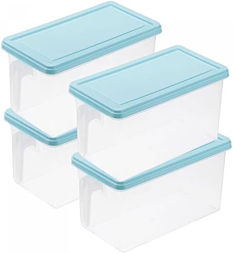 Uxcell plastični kontejneri za skladištenje hrane sa poklopcima ručke 4kom, Organizator za skladištenje hrane sveža kutija Organizator