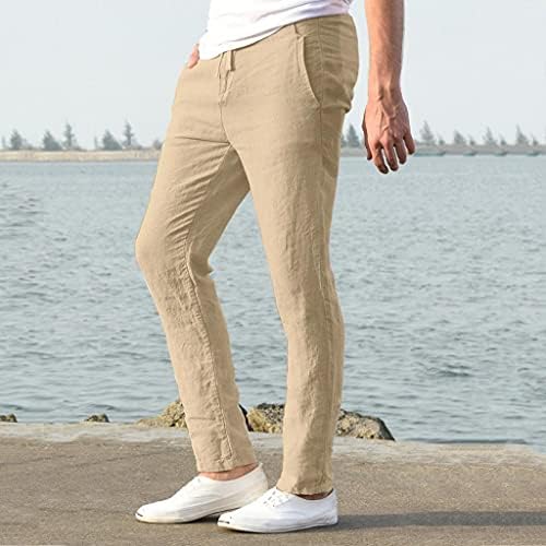 Nyybw muške pamučne pantalone za pamučne posteljine - casual labavi trenerke na plaži hlače Lounge hlače prozračan jogger sa džepom
