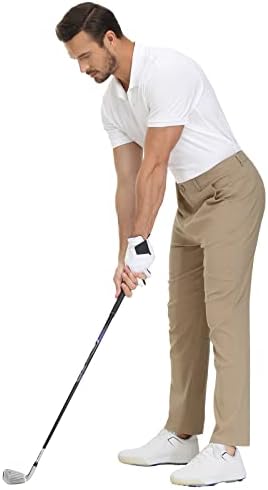 Samdowa Muške golf hlače visokog strijela UPF 50+ Udobne udobnosti guste ravno-fit haljine sa džepovima
