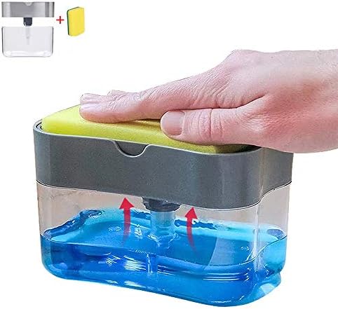YQ WHJB Spušteni sapun za pranje posuđa sa držačem spužve, 13 unces Counter Top Sudoper Dispenser, 2 u 1 raspršivač pumpe sapuna za