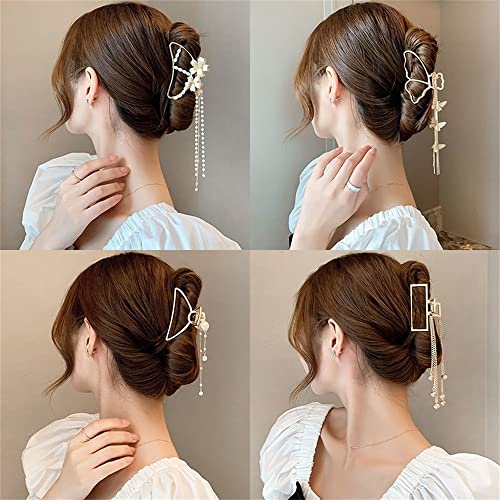 Izdubljeni metalni kosu kandži biserni kašike za žene djevojke vintage geometrijska klip za kosu nakit