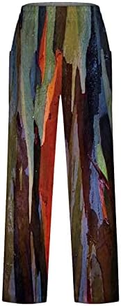 Smidow široke pantalone za noge za žene Dressy casual 2023 elastična visoka struka labava grafička pantalona za pantnu pant