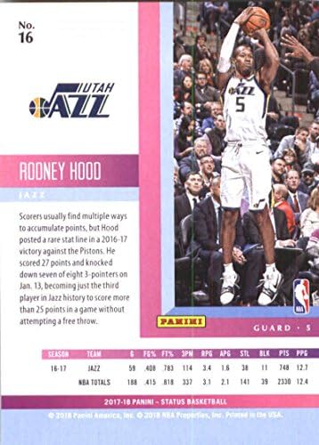 2017-18 Panini Status 16 Rodney Hood Utah Jazz
