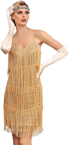 Kayamiya ženska haljina za obrub 1920S V izrez špagete remen za partnu haljinu u pitanju 20s Great Gatsby kostimi
