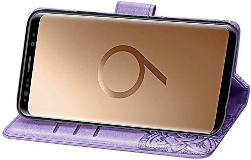 Meupzzk Samsung Galaxy S9 torbica za novčanik, reljefni leptir cvijet Premium PU Koža [Folio Flip] [postolje] [Slotovi za kartice] [narukvica] [5.8 inč] poklopac za Samsung S9