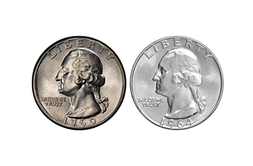 1960. P & 1964 D Washington Quarter 25C Superb Album Gem 90% Silver Bank Detail 2 Coin postavljen sjajnim neobičnim nekrivljenim rijetkim bu