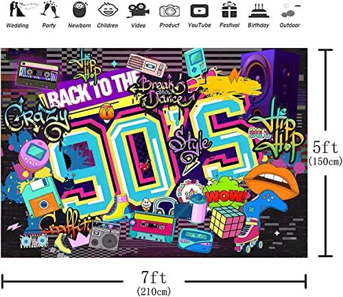 MAYSSKQ Povratak na 90-ih pozadina za stranke 90-ih tema Hip Hop Grafiti pozadina Povratak na 90-ih Party Banner Retro 80 90-ih rođendan pozadine torta Tabela dekoracije