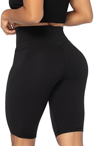 Sunzel 10 / 8 / 5 Biciklističke gaćice za žene sa džepovima, visoki čekići Yoga Athletic Teretana Kompresija Duge kratke hlače