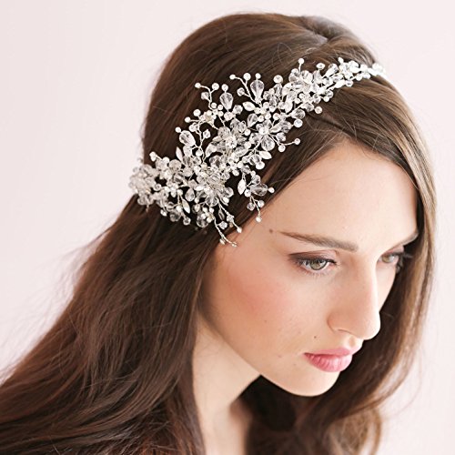 Kercisbeauty Handmade Bridal Bridesmaids Rhinestones Flower Side Traka Za Glavu Vine Spring Headpiece Hair Vine Bridal Accessories