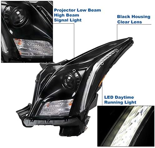 ZMAUTOPARTS LED DRL projektor farovi prednja svjetla crna sa 6 Bijela LED DRL svjetla za 2013-2017 Cadillac XTS