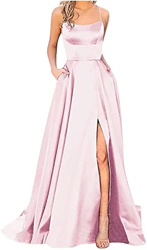 Ljetne haljine veće veličine za žene 2023 elegantne špageti trake Maxi maturalne haljine s visokim prorezom večernje haljine