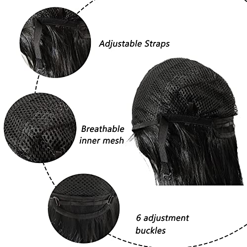 Kawaii duge crne valovite perike za žene crna perika prirodnog izgleda sintetička vlakna otporna na toplotu perike za svakodnevnu upotrebu
