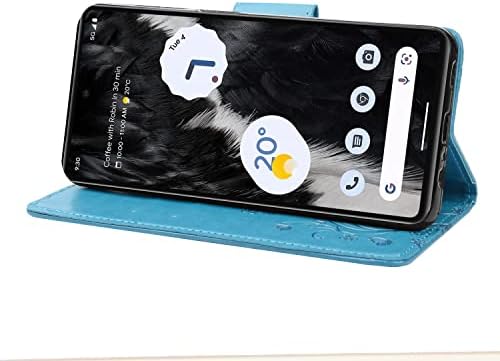 Futrola kompatibilna za futrolu za novčanik Google Pixel 7 Pro / | Slim držač kreditne kartice Painted Butterfly Flower Cover | / zaštitni nosač izdržljiva PU kožna Flip Case - plava